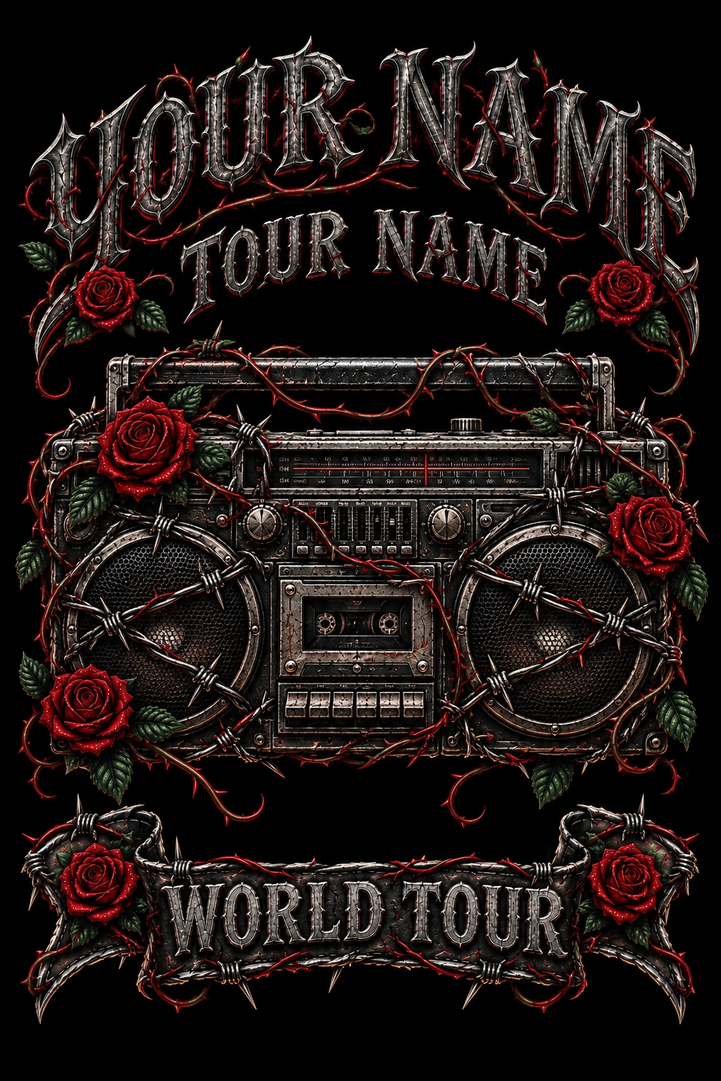 Barbwire & Roses art style