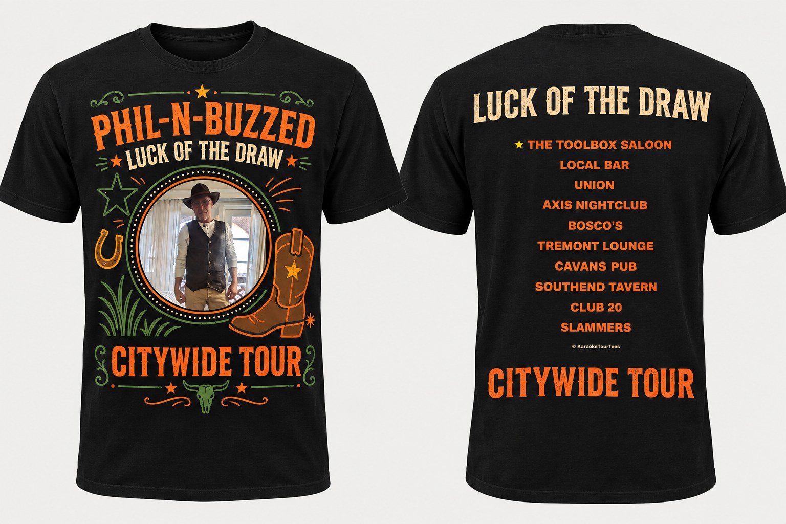 Example Legacy shirt, front and back — Luck of the Draw