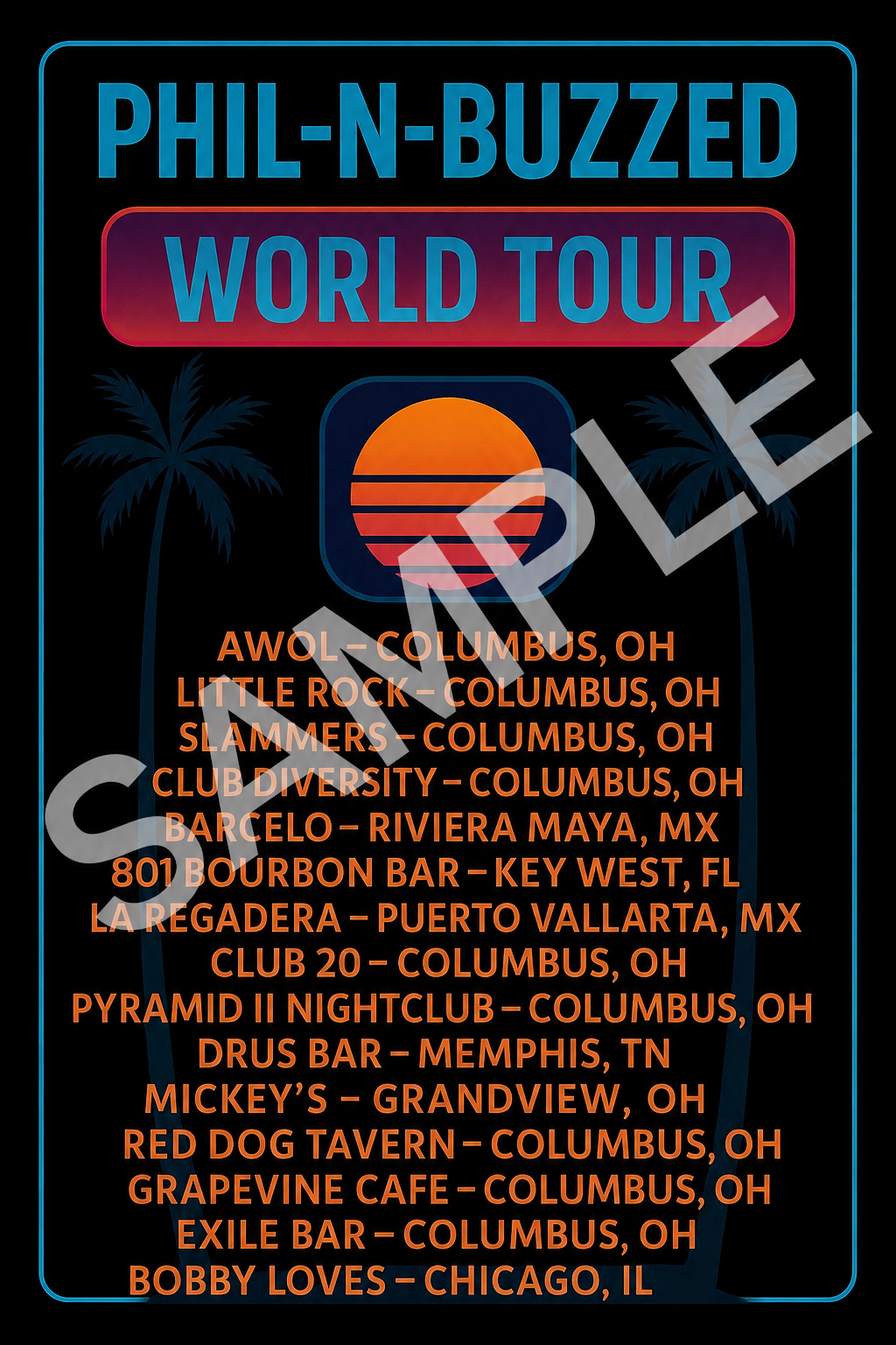 Legacy shirt back — venue list